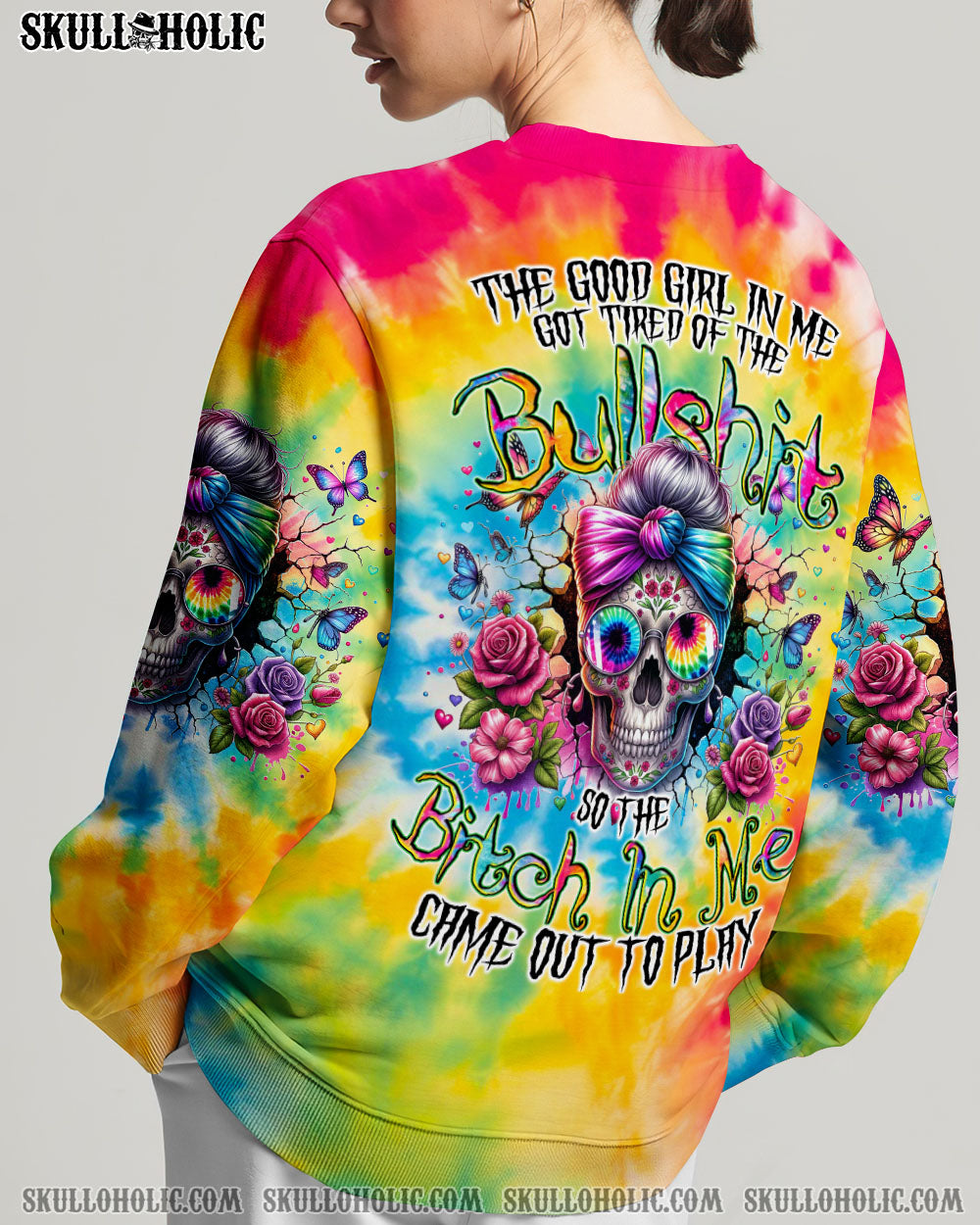 BLISSCORNERS YOU'LL EVER MEET MESSY BUN SKULL ALL OVER PRINT