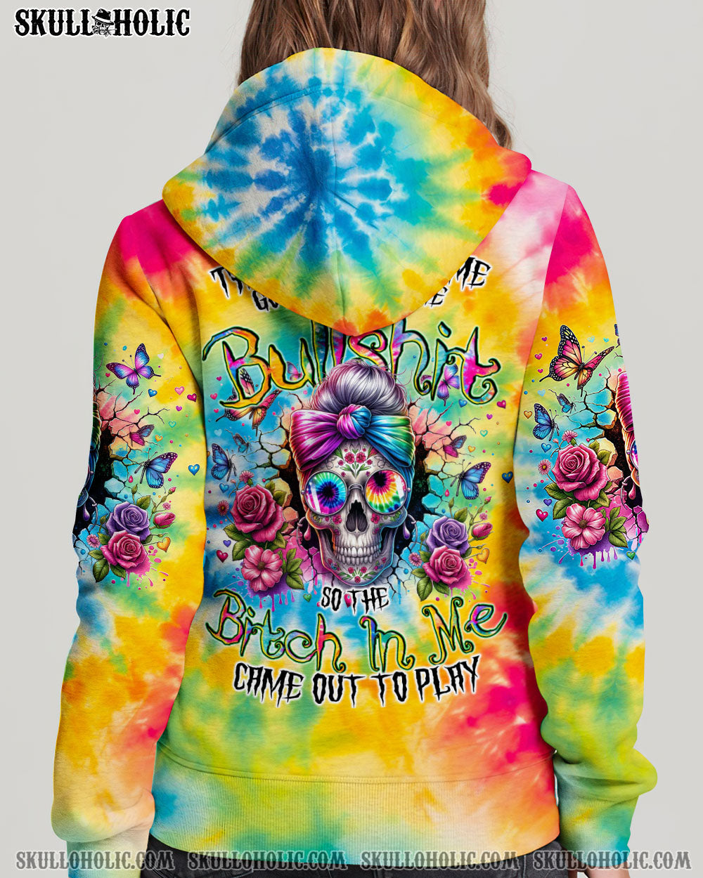 BLISSCORNERS YOU'LL EVER MEET MESSY BUN SKULL ALL OVER PRINT