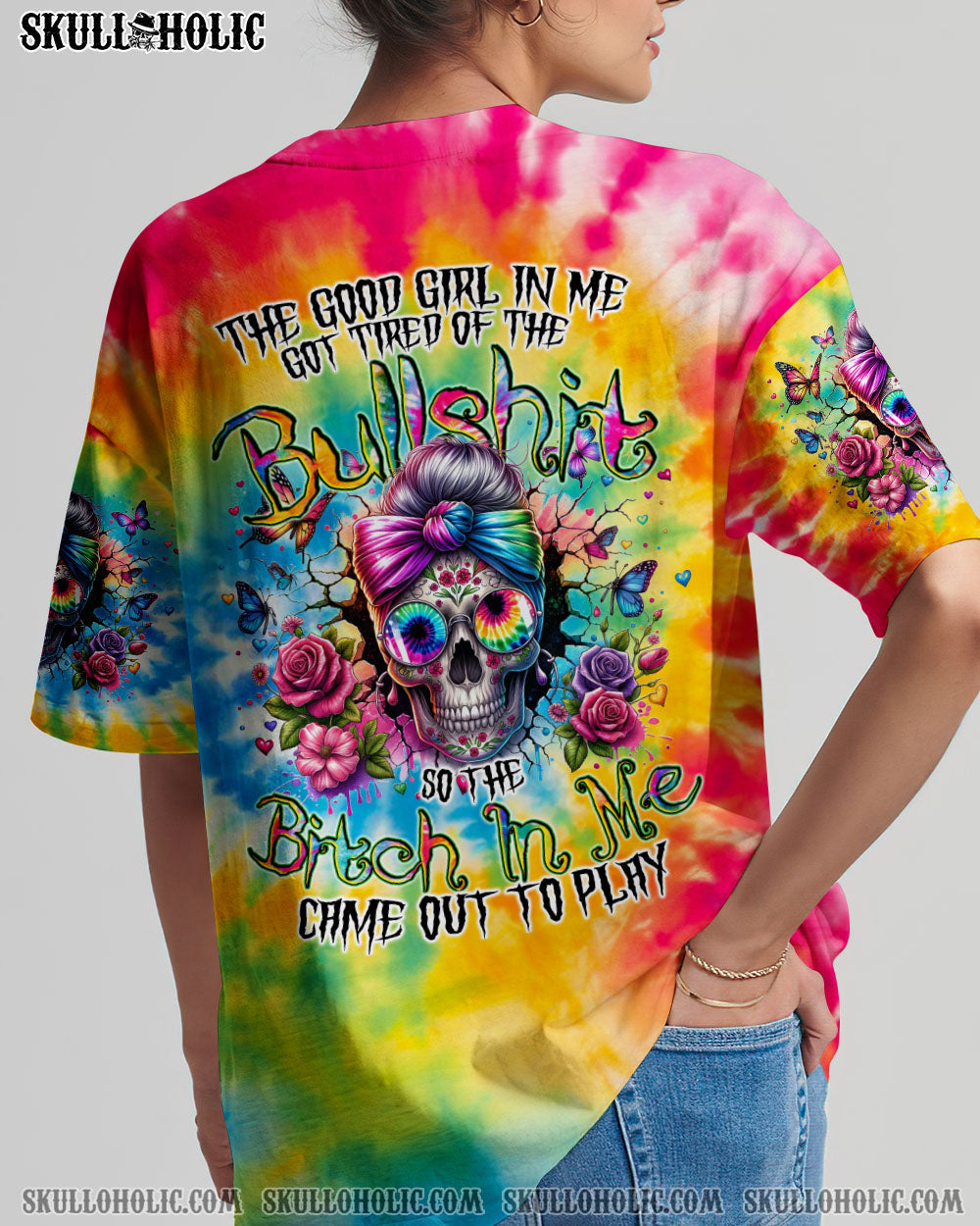 BLISSCORNERS YOU'LL EVER MEET MESSY BUN SKULL ALL OVER PRINT