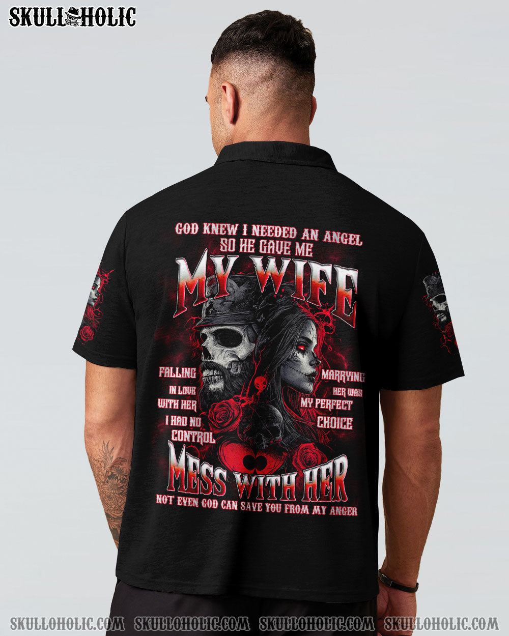 BLISSCORNERS GOD KNEW I NEEDED AN ANGEL SKULL ALL OVER PRINT