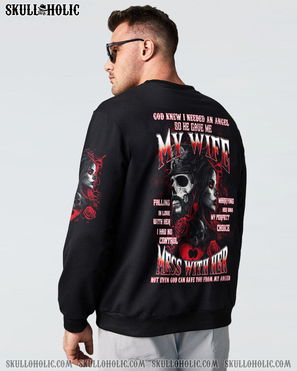 BLISSCORNERS GOD KNEW I NEEDED AN ANGEL SKULL ALL OVER PRINT