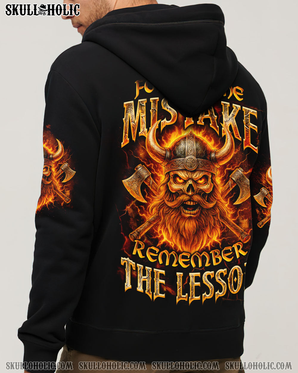 BLISSCORNERS FORGET THE MISTAKE REMEMBER THE LESSON VIKING SKULL ALL OVER PRINT