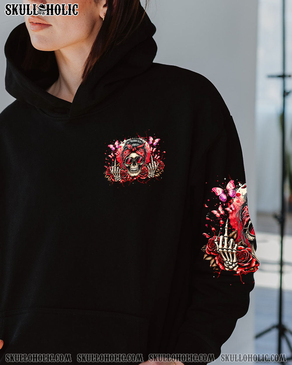 BLISSCORNERS THE GOOD GIRL IN ME MESSY BUN SKULL ALL OVER PRINT