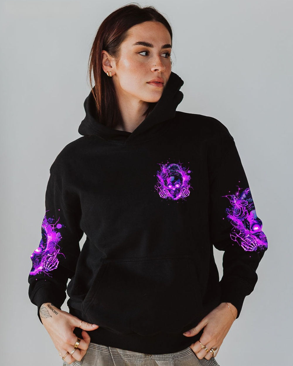 BLISSCORNERS THE GOOD GIRL IN ME SKULL MESSY BUN ALL OVER PRINT