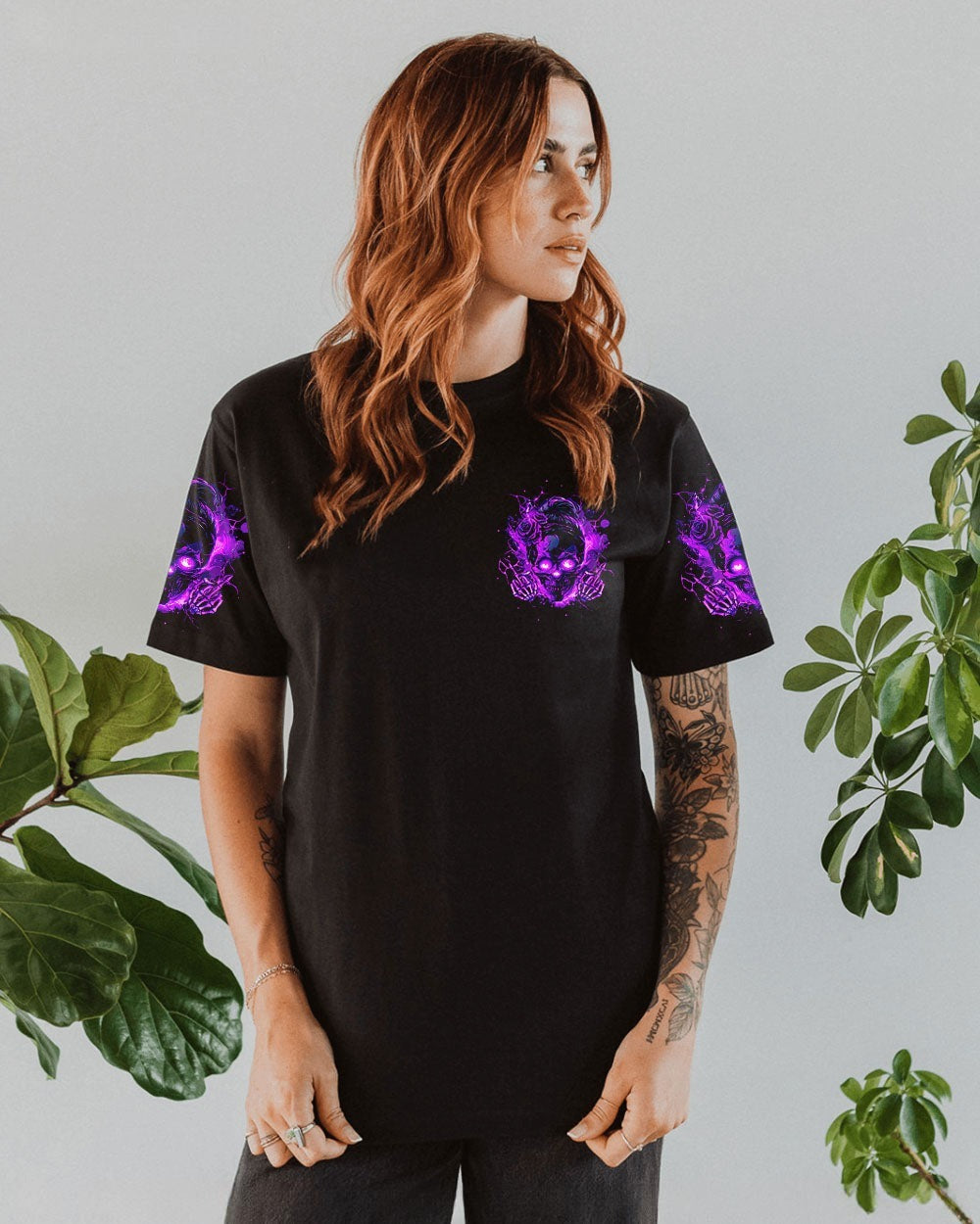 BLISSCORNERS THE GOOD GIRL IN ME SKULL MESSY BUN ALL OVER PRINT