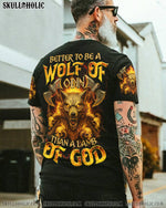 BLISSCORNERS BETTER TO BE A WOLF OF ODIN THAN A LAMB OF GOD VIKING SKULL ALL OVER PRINT