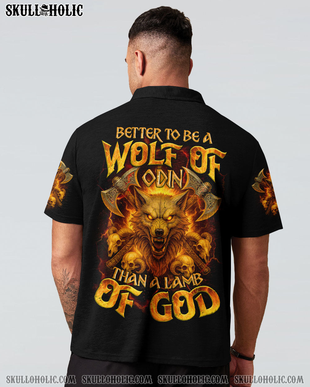 BLISSCORNERS BETTER TO BE A WOLF OF ODIN THAN A LAMB OF GOD VIKING SKULL ALL OVER PRINT
