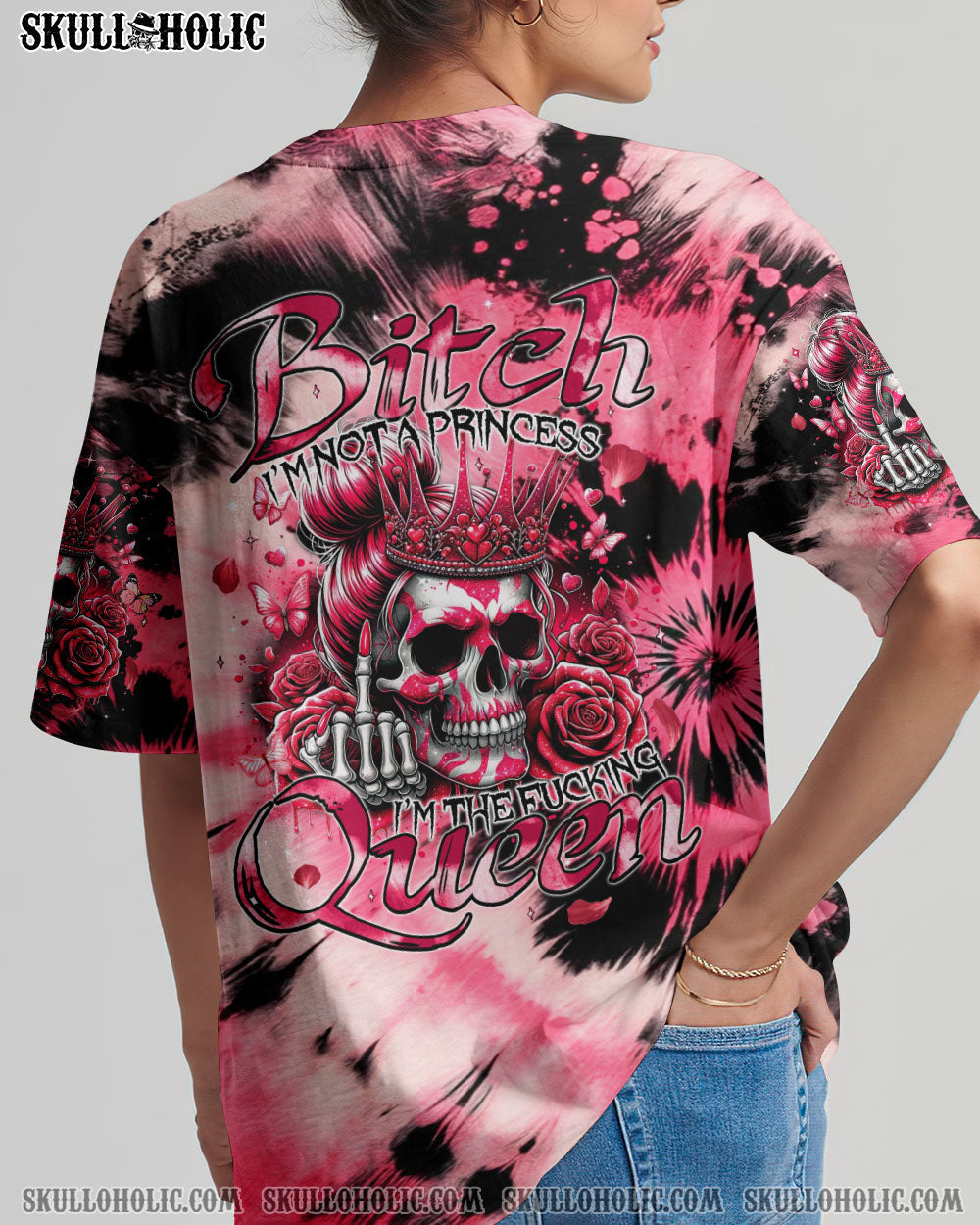 BLISSCORNERS I'M NOT A PRINCESS SKULL TIE DYE ALL OVER PRINT