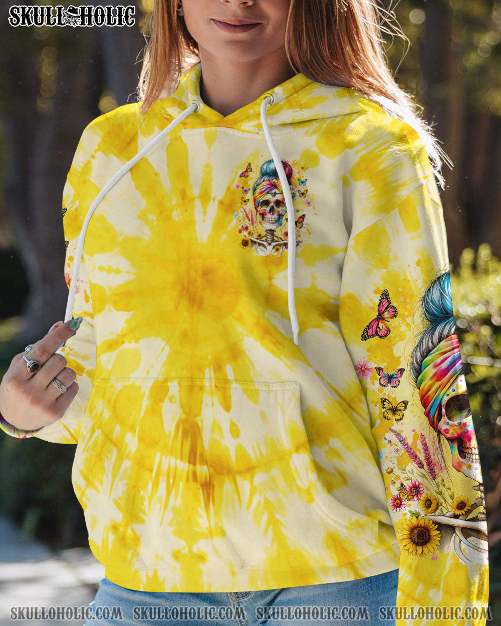 BLISSCORNERS SHE IS SUNSHINE MESSY BUN TIE DYE ALL OVER PRINT
