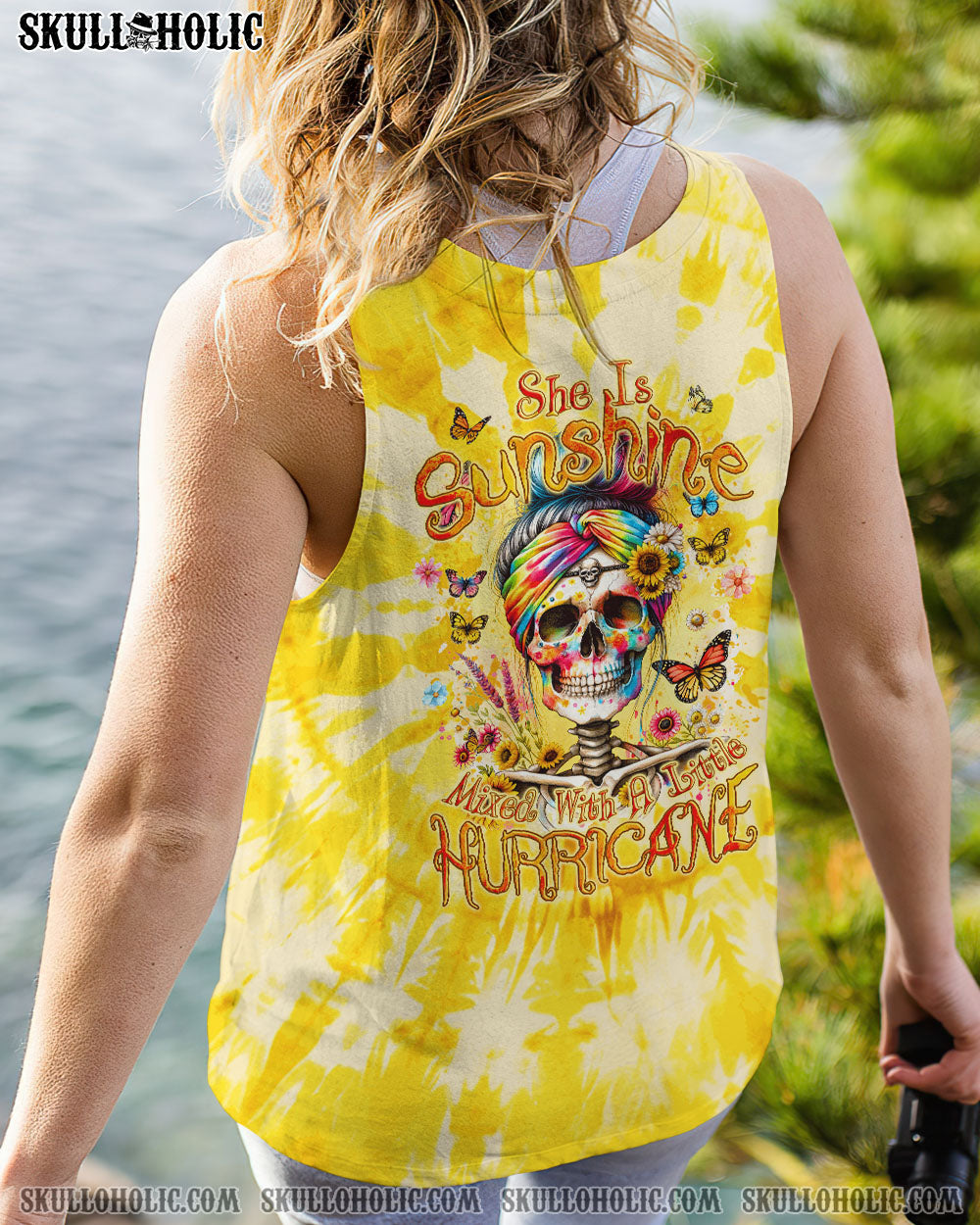BLISSCORNERS SHE IS SUNSHINE MESSY BUN TIE DYE ALL OVER PRINT
