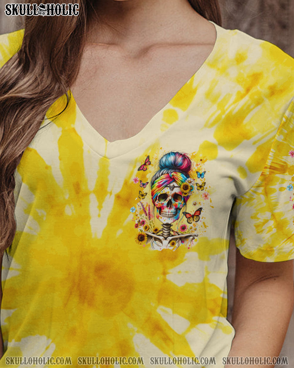 BLISSCORNERS SHE IS SUNSHINE MESSY BUN TIE DYE ALL OVER PRINT