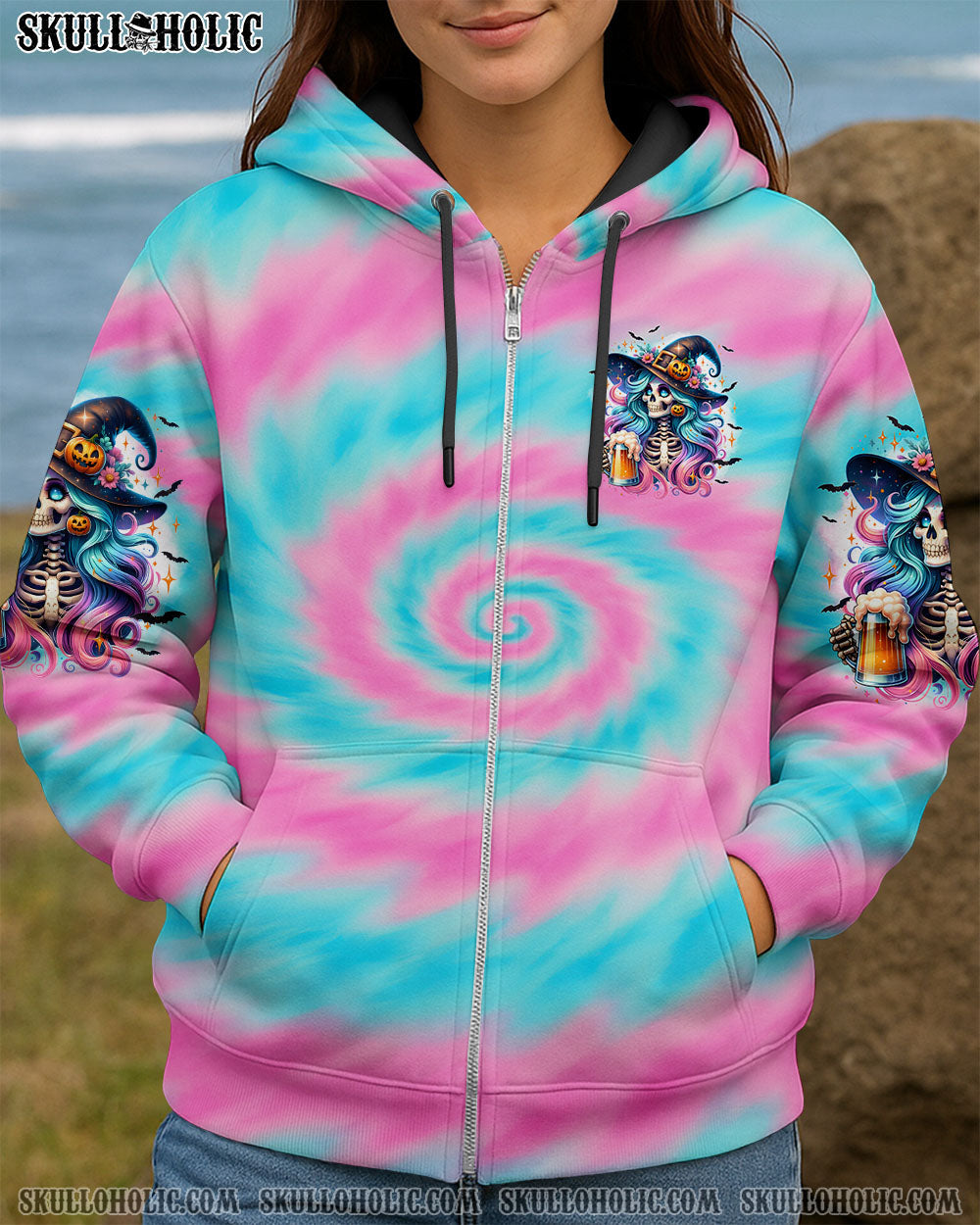 BLISSCORNERS DRINK UP WITCHES HALLOWEEN TIE DYE ALL OVER PRINT