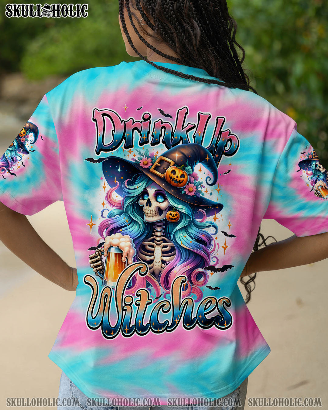BLISSCORNERS DRINK UP WITCHES HALLOWEEN TIE DYE ALL OVER PRINT