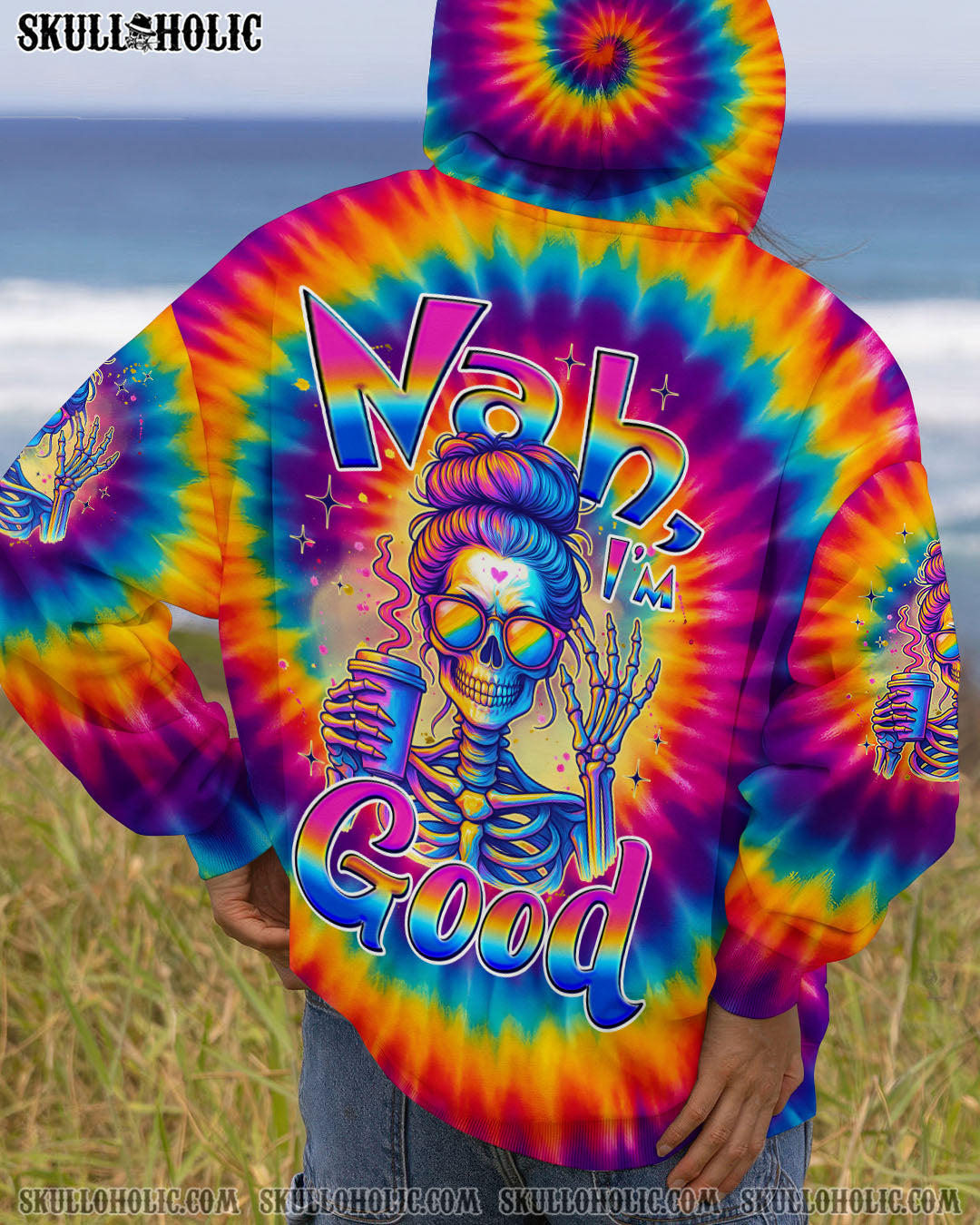 BLISSCORNERS I AM WHO I AM MESSY BUN SKULL ALL OVER PRINT