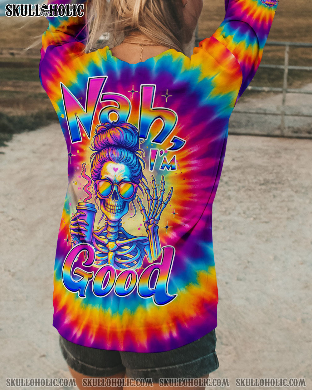 BLISSCORNERS I AM WHO I AM MESSY BUN SKULL ALL OVER PRINT