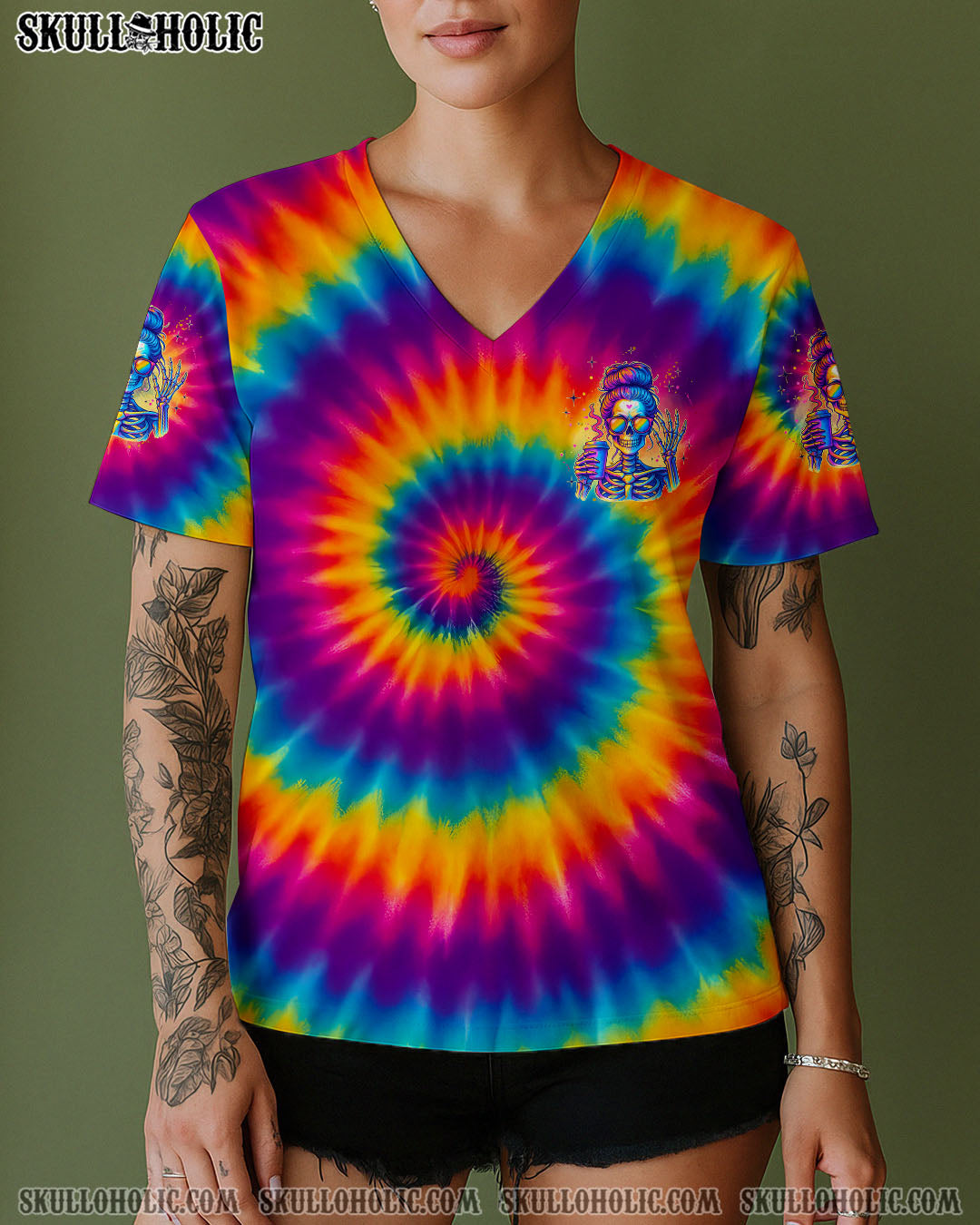 BLISSCORNERS I AM WHO I AM MESSY BUN SKULL ALL OVER PRINT