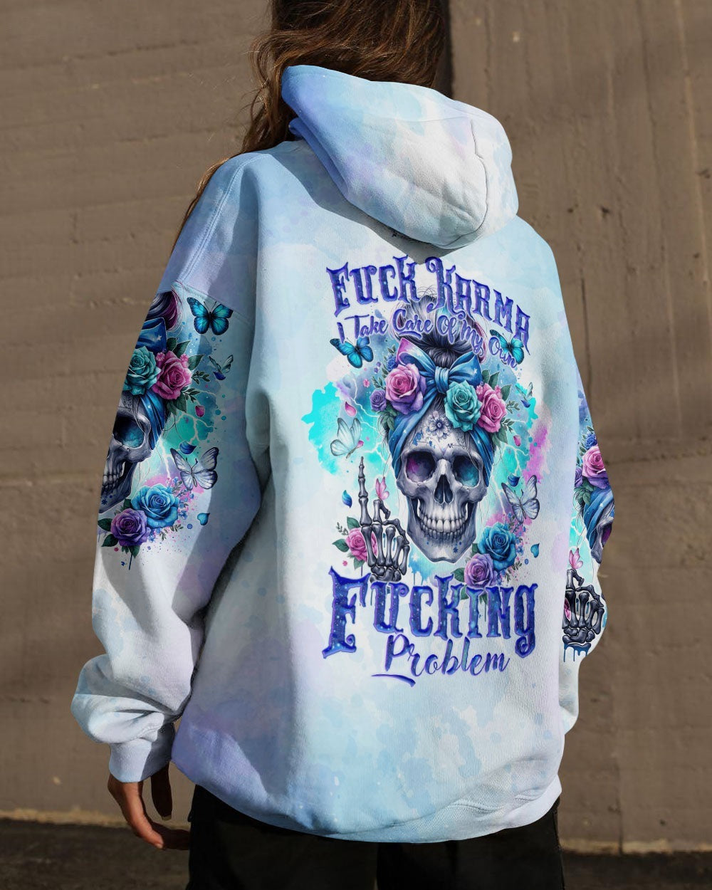 BLISSCORNERS IF I'M TOO QUIET AND SMILING MESSY BUN SKULL ROSE ALL OVER PRINT
