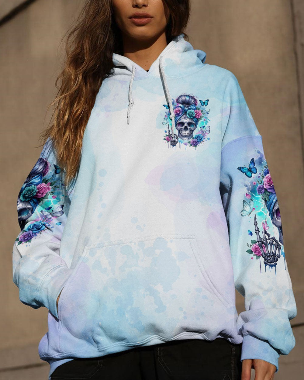 BLISSCORNERS IF I'M TOO QUIET AND SMILING MESSY BUN SKULL ROSE ALL OVER PRINT