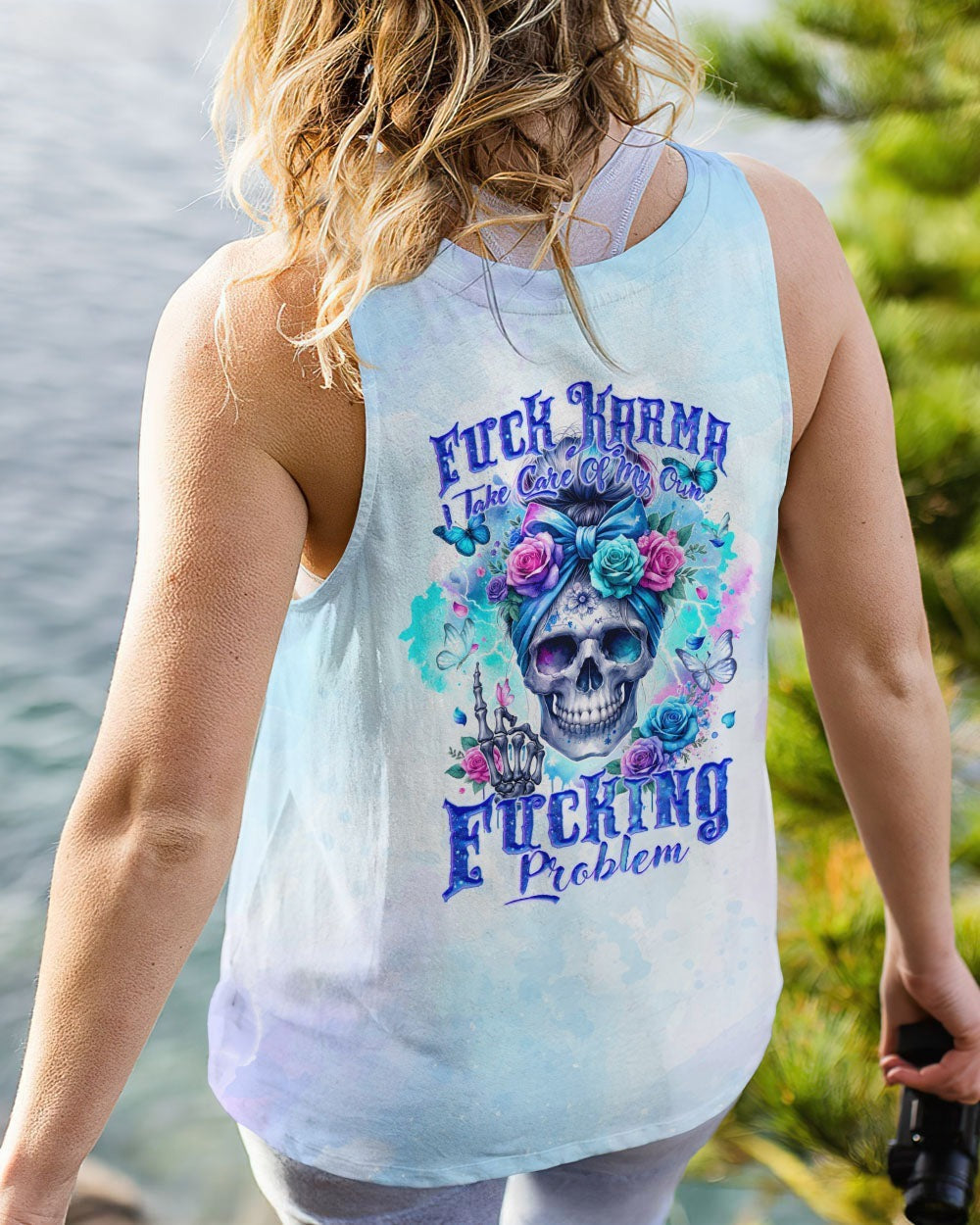 BLISSCORNERS IF I'M TOO QUIET AND SMILING MESSY BUN SKULL ROSE ALL OVER PRINT