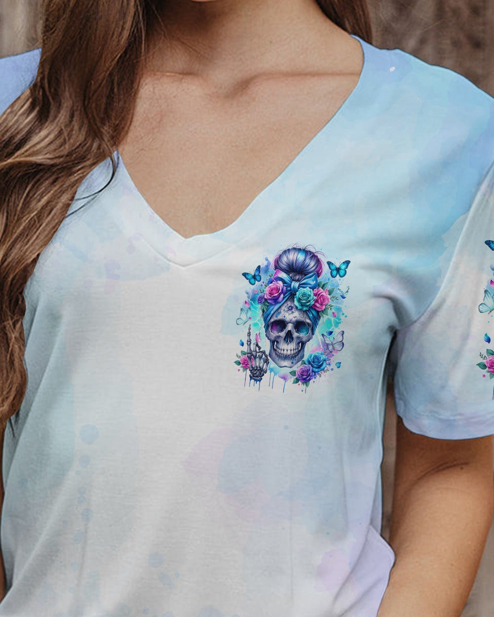 BLISSCORNERS IF I'M TOO QUIET AND SMILING MESSY BUN SKULL ROSE ALL OVER PRINT