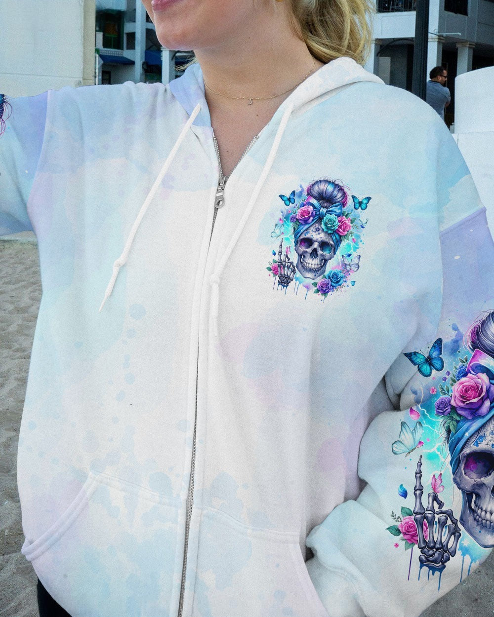 BLISSCORNERS IF I'M TOO QUIET AND SMILING MESSY BUN SKULL ROSE ALL OVER PRINT