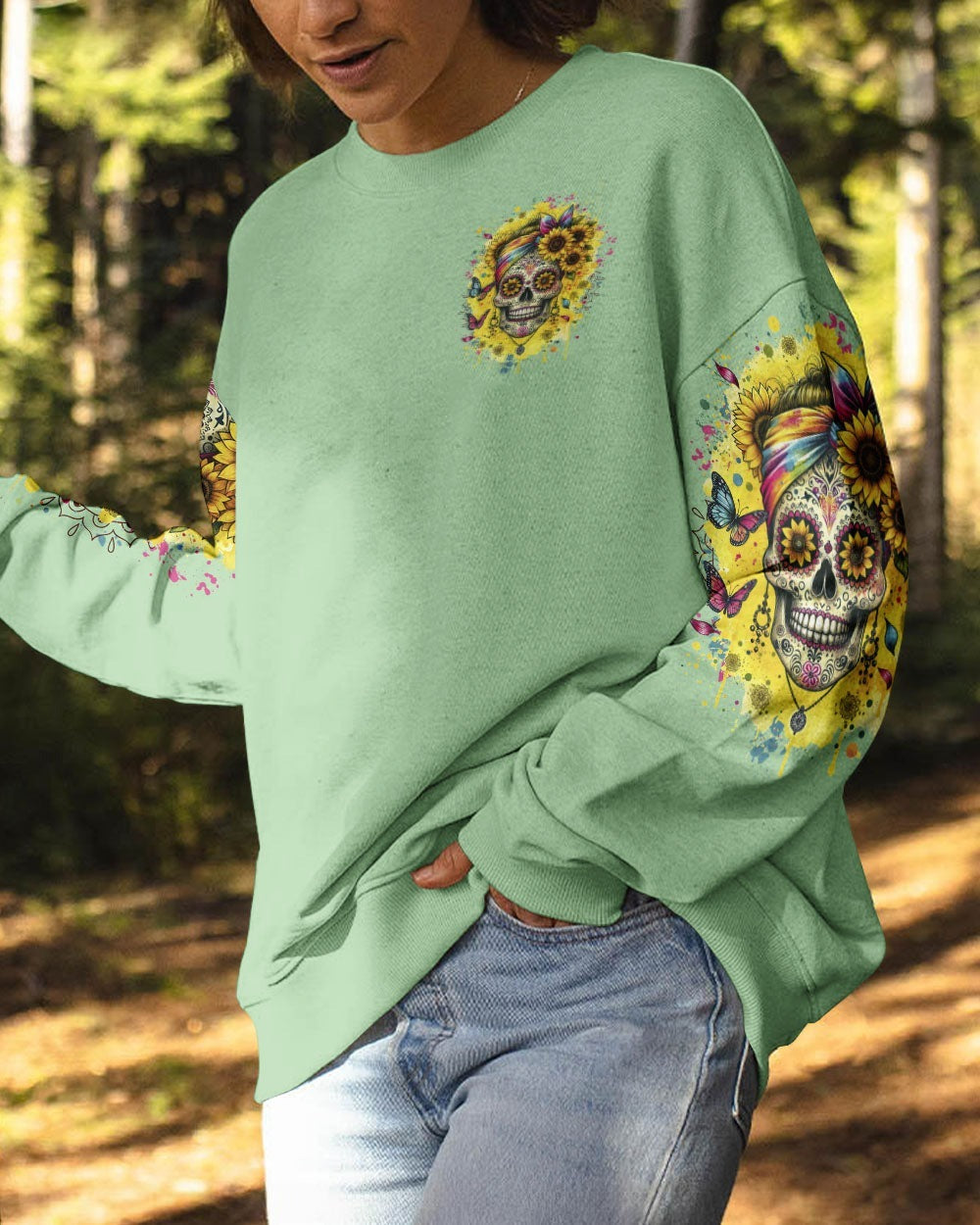 BLISSCORNERS FRESH OUT OF F MESSY BUN SKULL ALL OVER PRINT