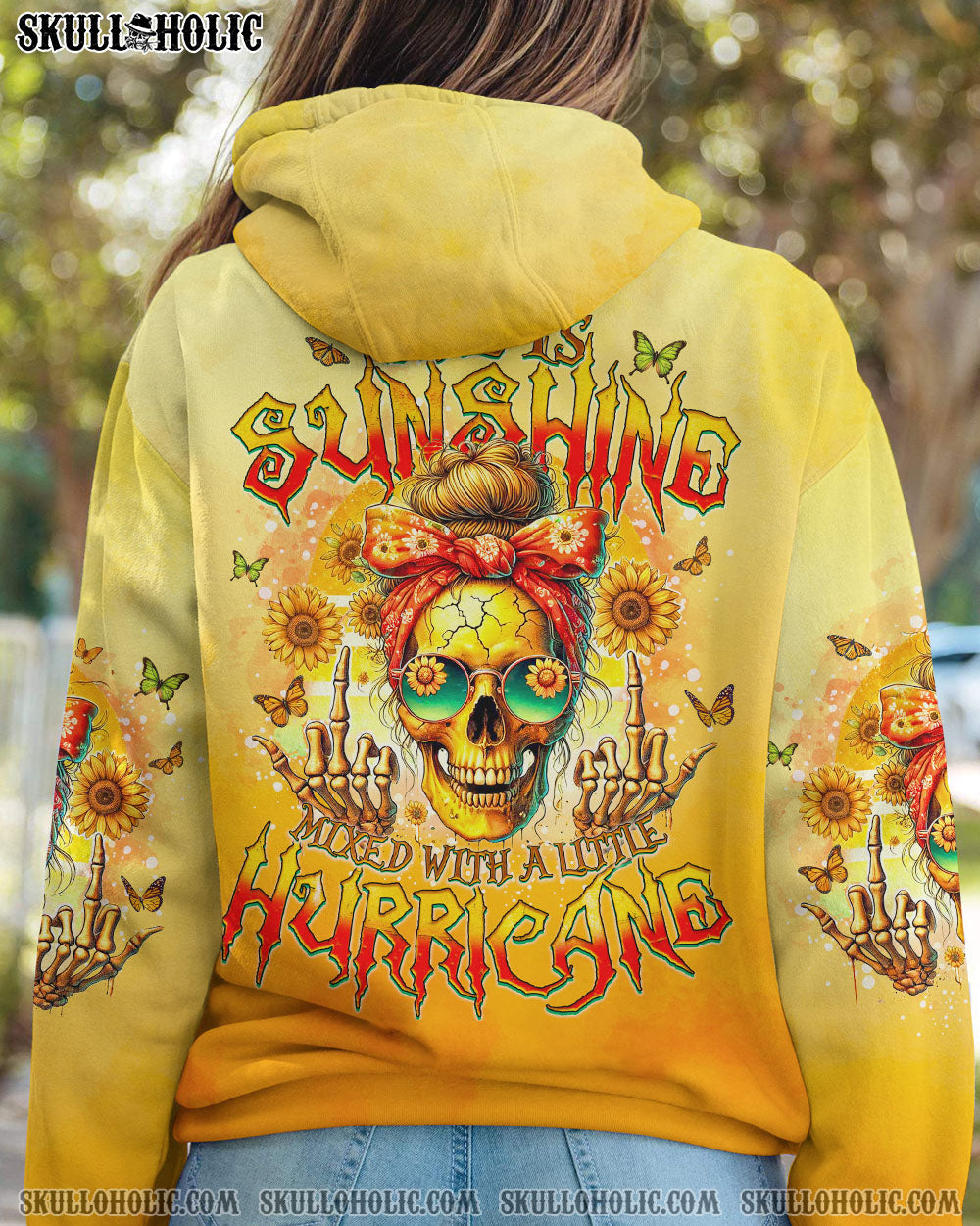 BLISSCORNERS THE GOOD GIRL IN ME MESSY BUN SKULL ALL OVER PRINT