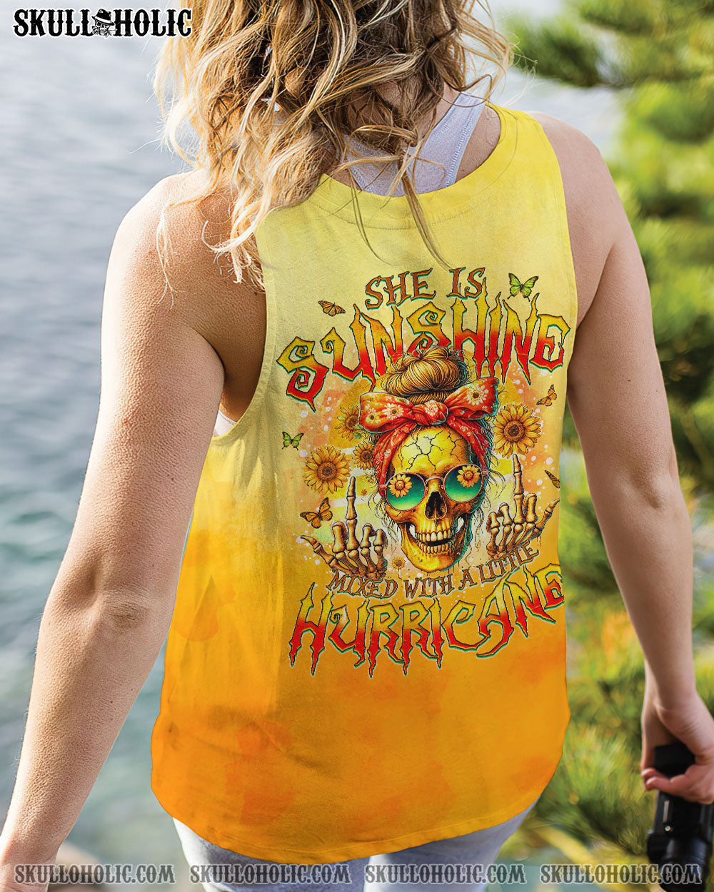 BLISSCORNERS THE GOOD GIRL IN ME MESSY BUN SKULL ALL OVER PRINT