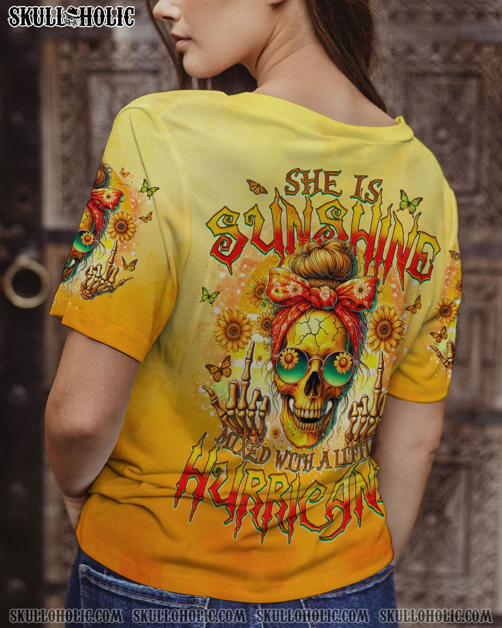 BLISSCORNERS THE GOOD GIRL IN ME MESSY BUN SKULL ALL OVER PRINT