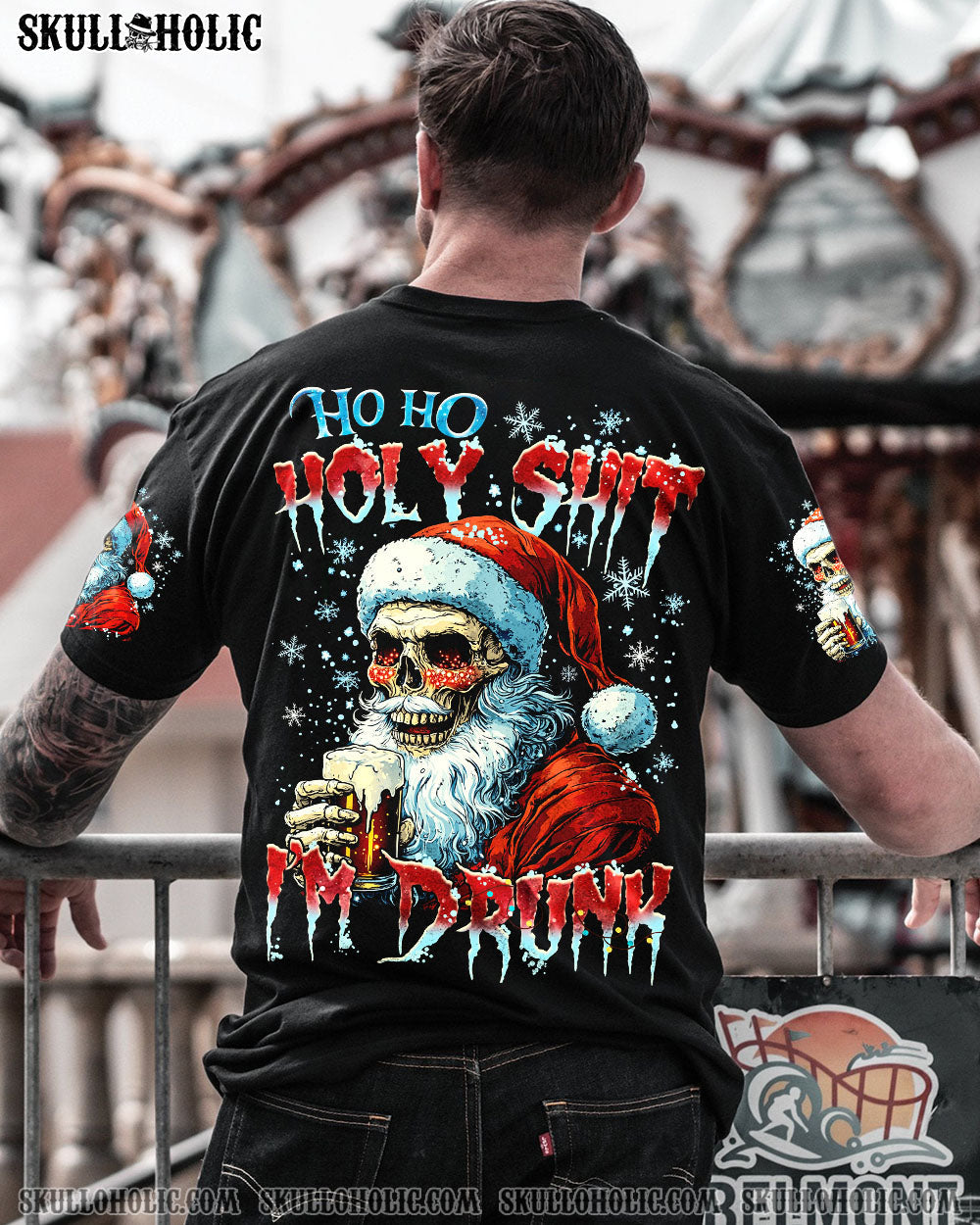 BLISSCORNERS HO HO HO I'M DRUNK SKULL CHRISTMAS ALL OVER PRINT