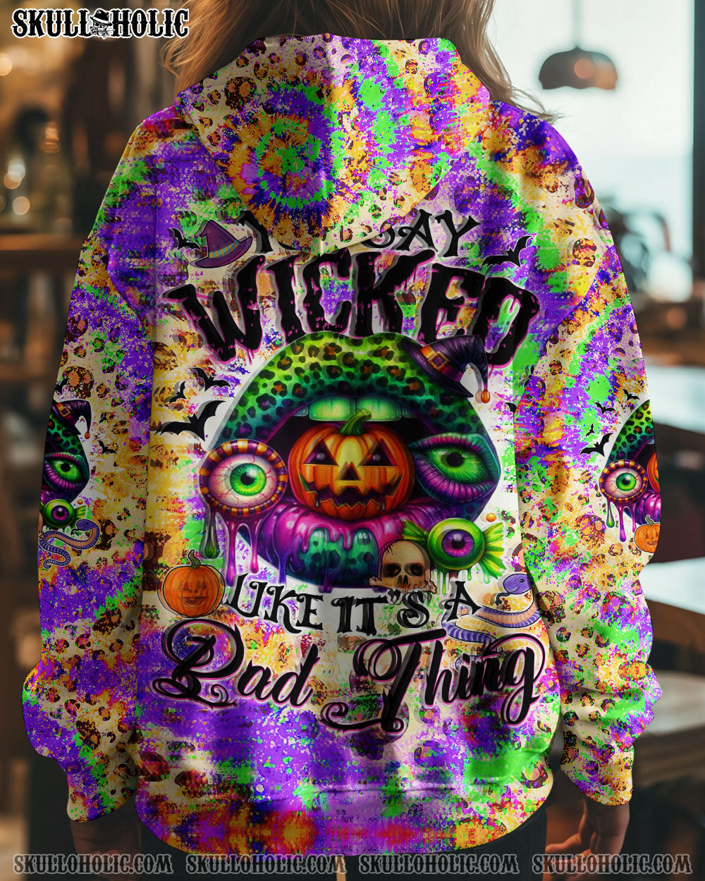 BLISSCORNERS YOU SAY WICKED HALLOWEEN LIP TIE DYE ALL OVER PRINT