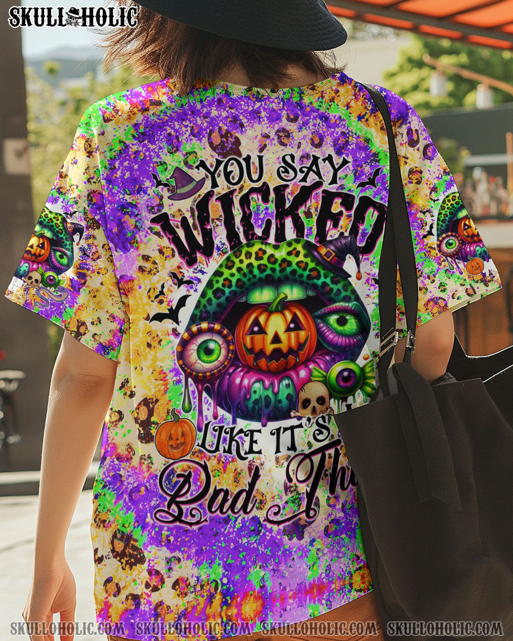 BLISSCORNERS YOU SAY WICKED HALLOWEEN LIP TIE DYE ALL OVER PRINT