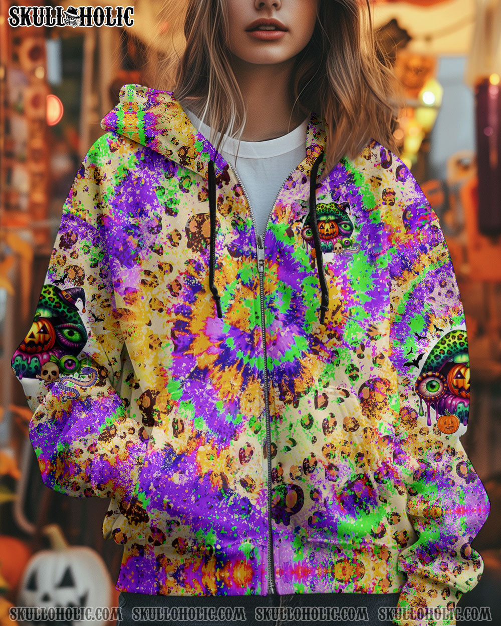 BLISSCORNERS YOU SAY WICKED HALLOWEEN LIP TIE DYE ALL OVER PRINT