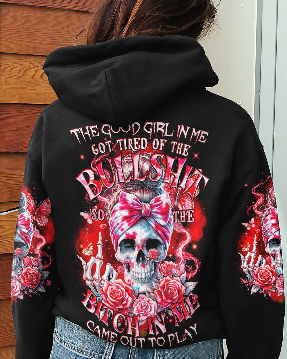 BLISSCORNERS JUDGE ME WHEN SKULL MESSY BUN ALL OVER PRINT