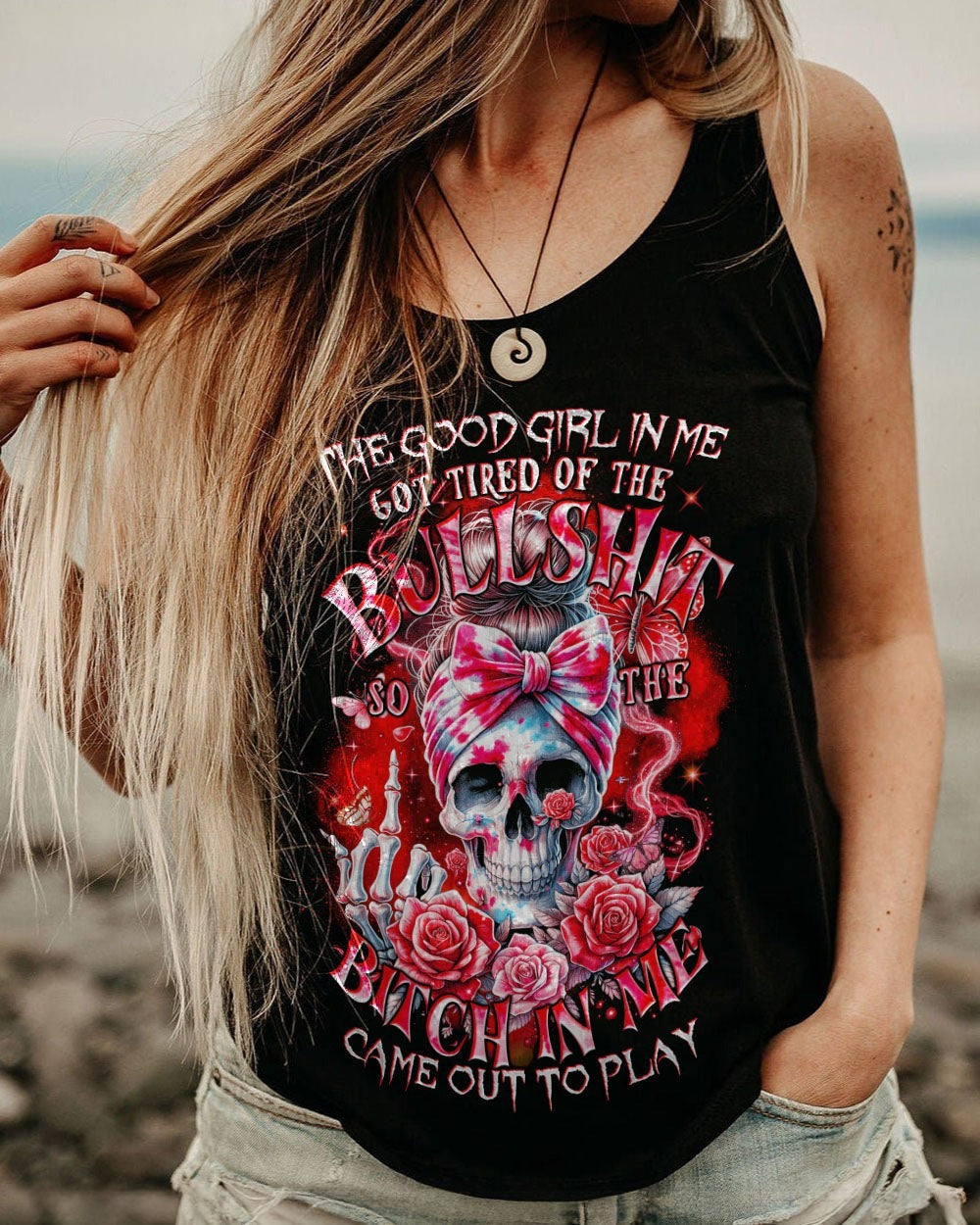 BLISSCORNERS JUDGE ME WHEN SKULL MESSY BUN ALL OVER PRINT