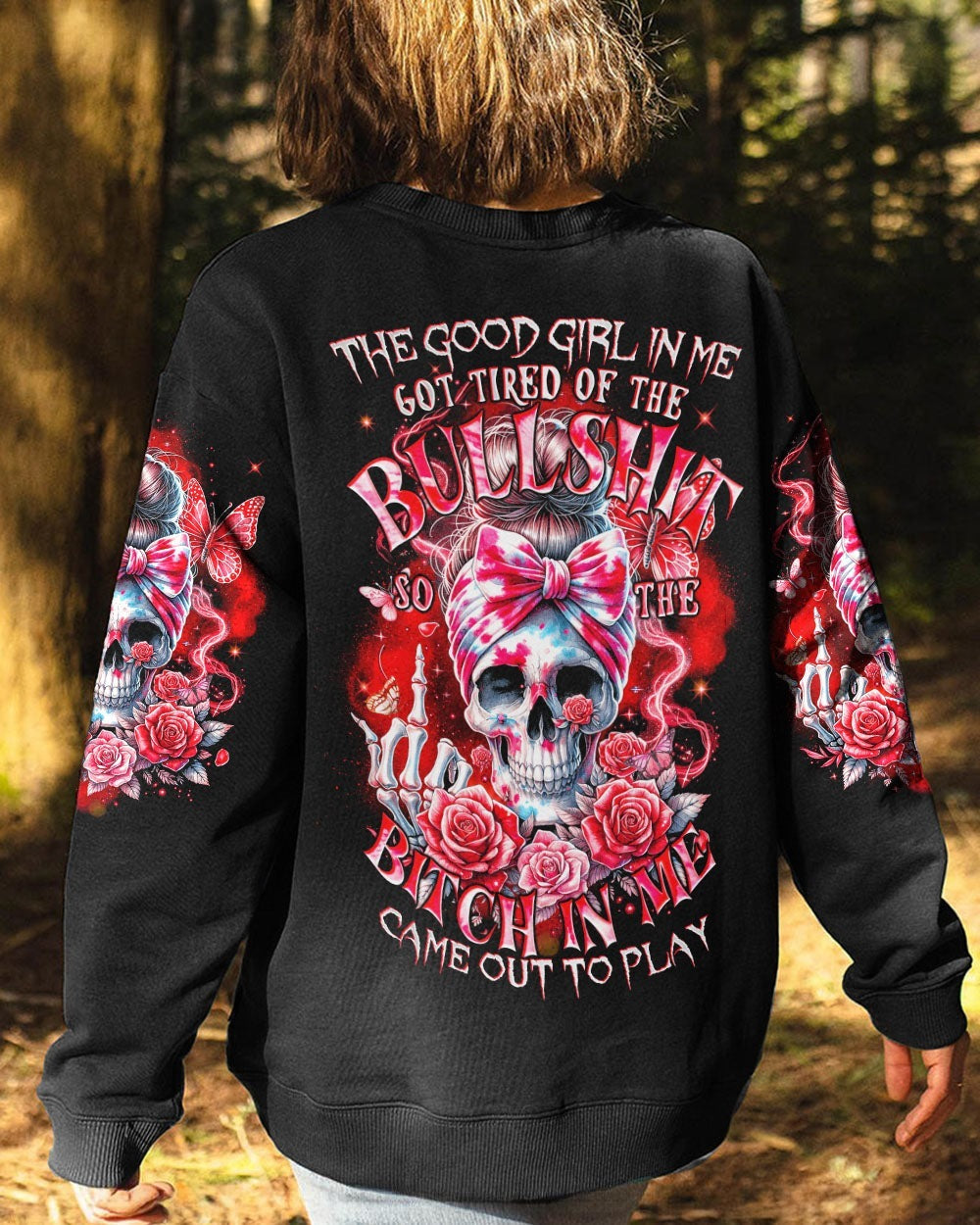 BLISSCORNERS JUDGE ME WHEN SKULL MESSY BUN ALL OVER PRINT
