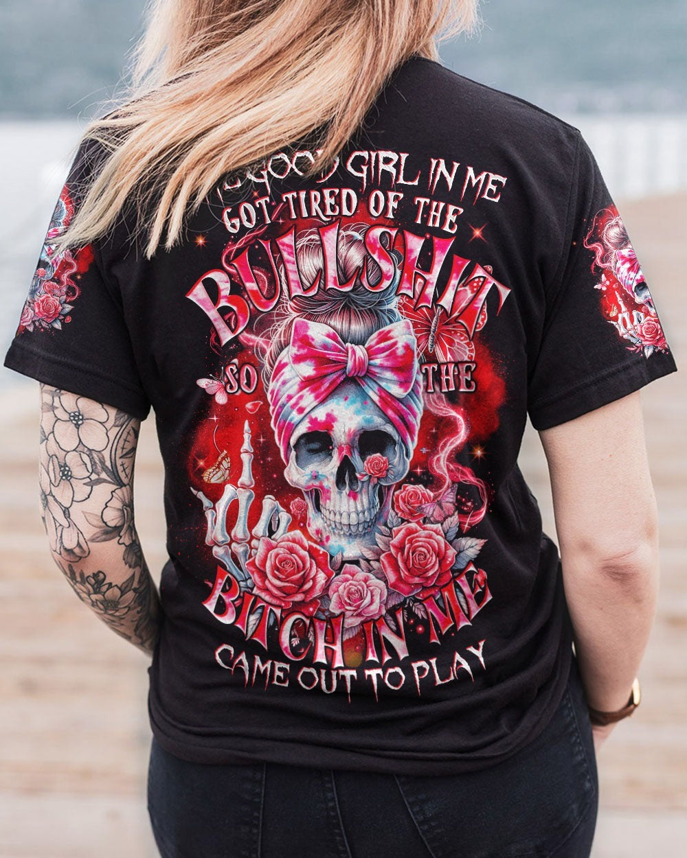 BLISSCORNERS JUDGE ME WHEN SKULL MESSY BUN ALL OVER PRINT