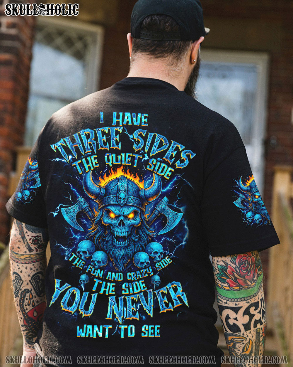 BLISSCORNERS I HAVE THREE SIDES VIKING SKULL ALL OVER PRINT