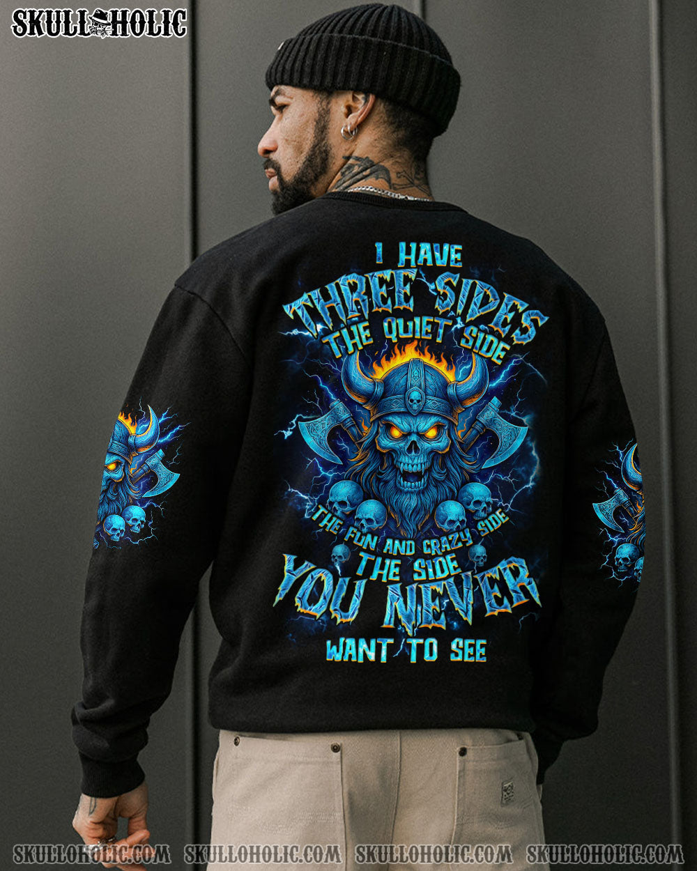 BLISSCORNERS I HAVE THREE SIDES VIKING SKULL ALL OVER PRINT