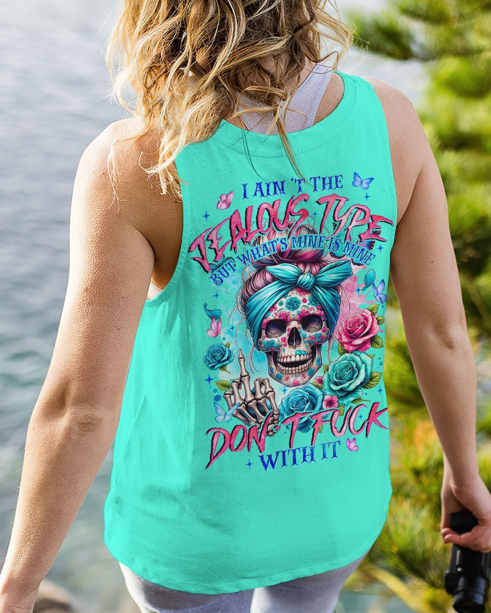 BLISSCORNERS THE GOOD GIRL IN ME MESSY BUN SKULL ALL OVER PRINT