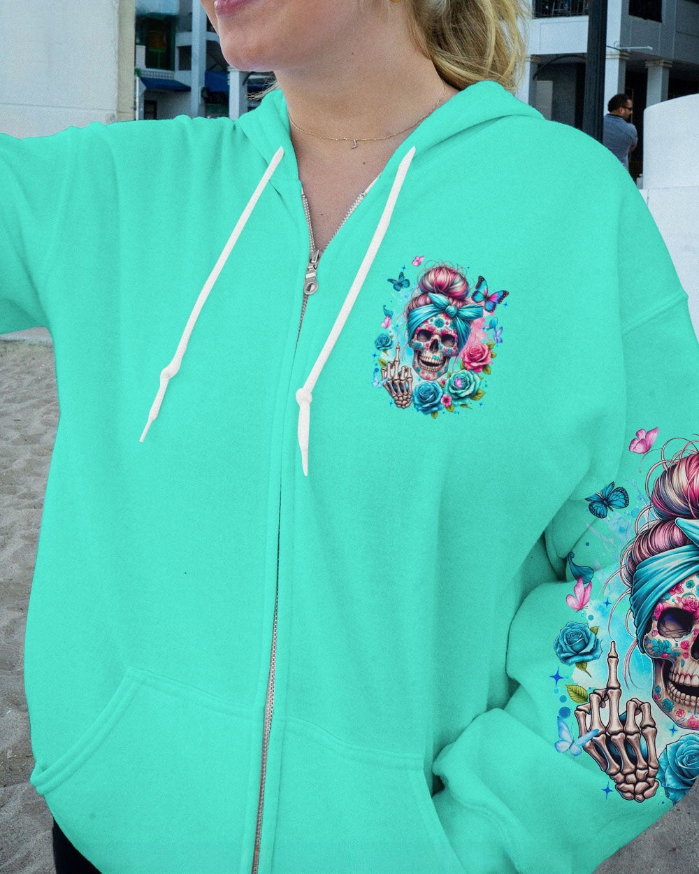BLISSCORNERS THE GOOD GIRL IN ME MESSY BUN SKULL ALL OVER PRINT