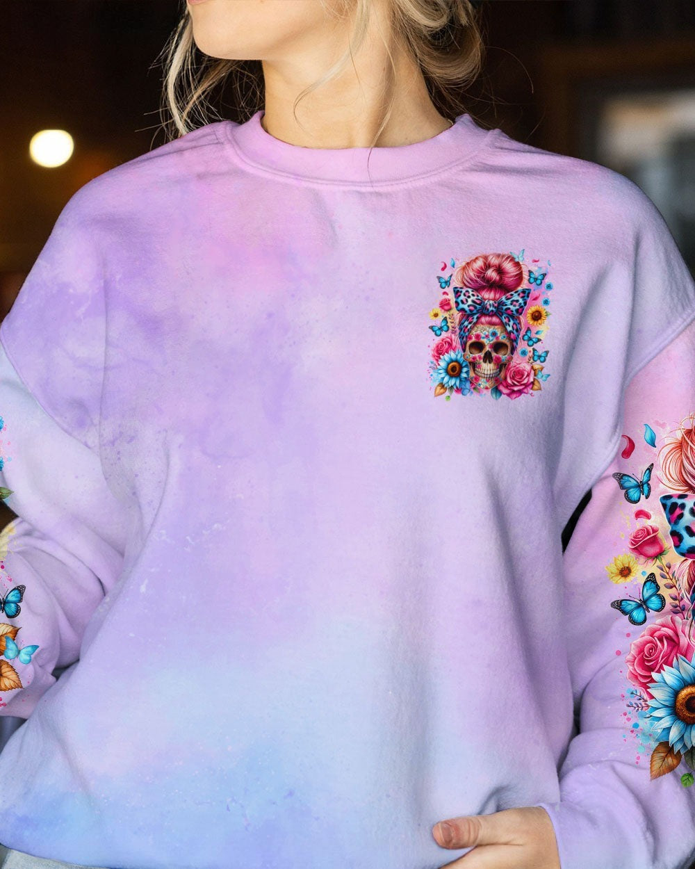BLISSCORNERS ROCKING THIS MOM LIFE MESSY BUN SKULL ALL OVER PRINT