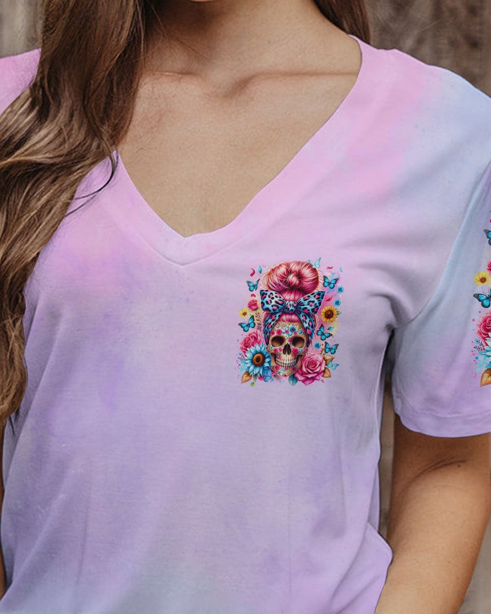 BLISSCORNERS ROCKING THIS MOM LIFE MESSY BUN SKULL ALL OVER PRINT
