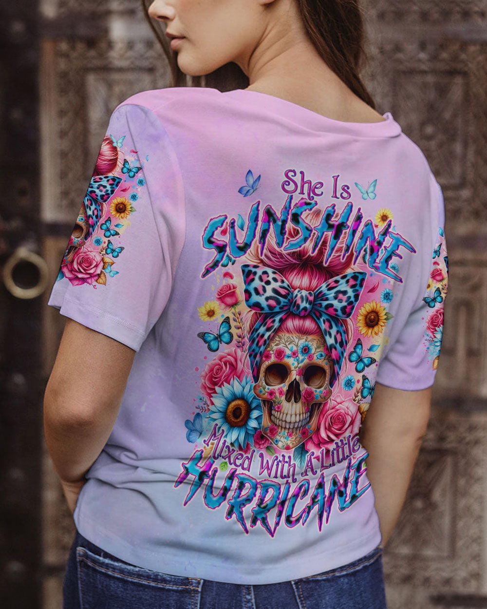 BLISSCORNERS ROCKING THIS MOM LIFE MESSY BUN SKULL ALL OVER PRINT