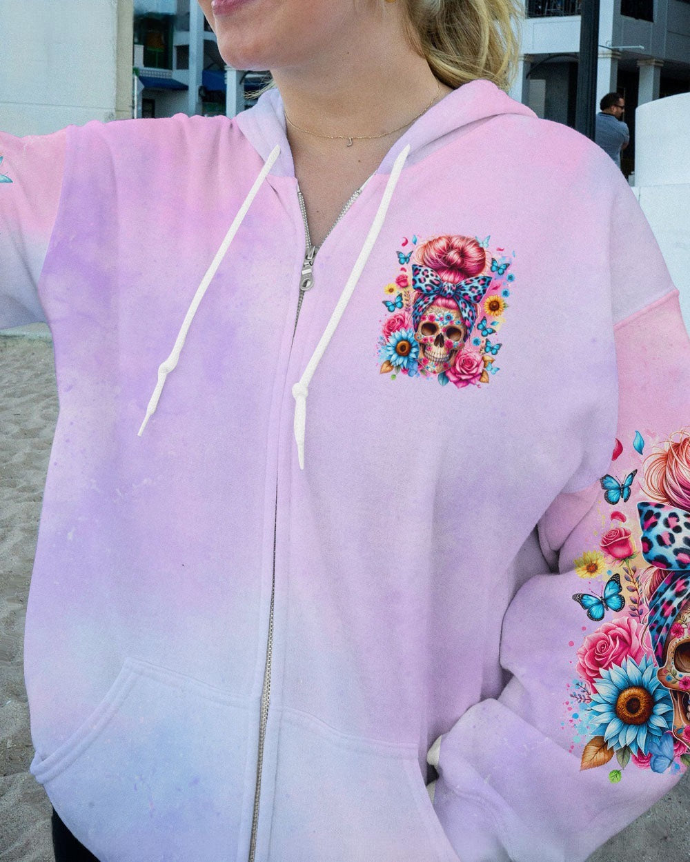 BLISSCORNERS ROCKING THIS MOM LIFE MESSY BUN SKULL ALL OVER PRINT