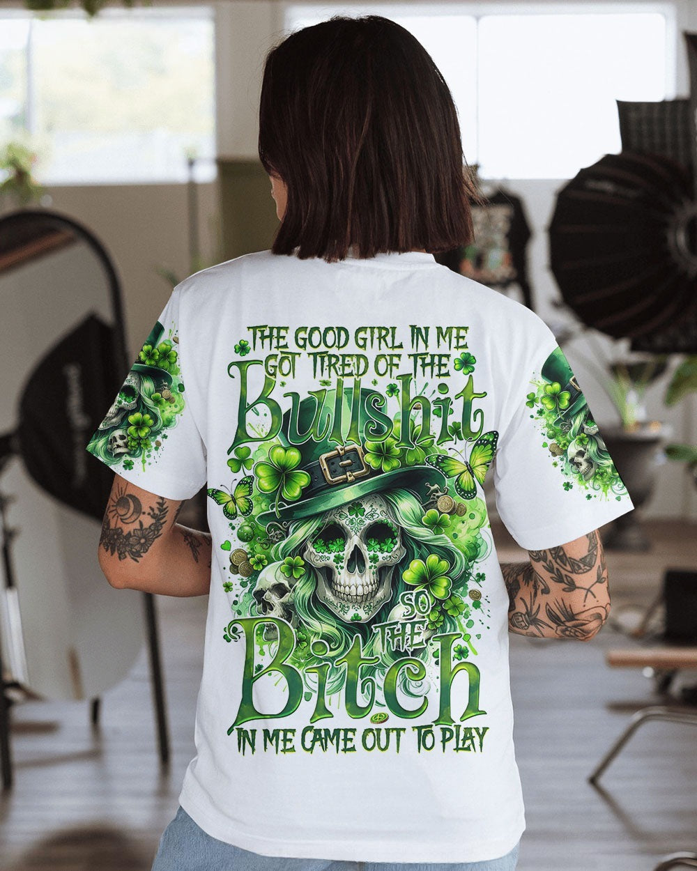 BLISSCORNERS THE GOOD GIRL IN ME PATRICK'S DAY ALL OVER PRINT