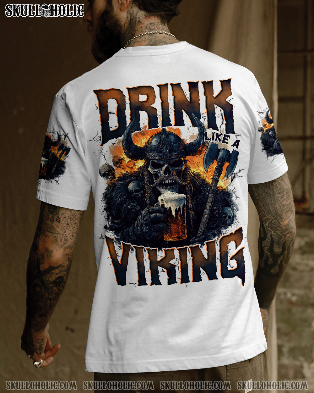 BLISSCORNERS DRINK LIKE A VIKING SKULL ALL OVER PRINT