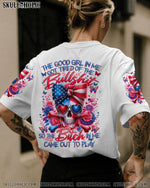 BLISSCORNERS A MOUTH I CAN'T CONTROL SKULL MESSY BUN ROSE ALL OVER PRINT