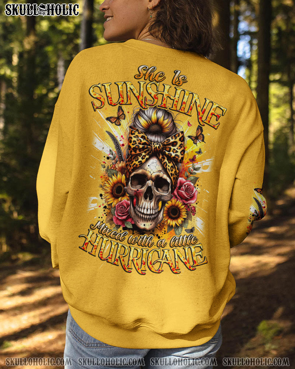 BLISSCORNERS I'M BLUNT BECAUSE GOD ROLLED ME MESSY BUN SUNFLOWER TIE DYE ALL OVER PRINT