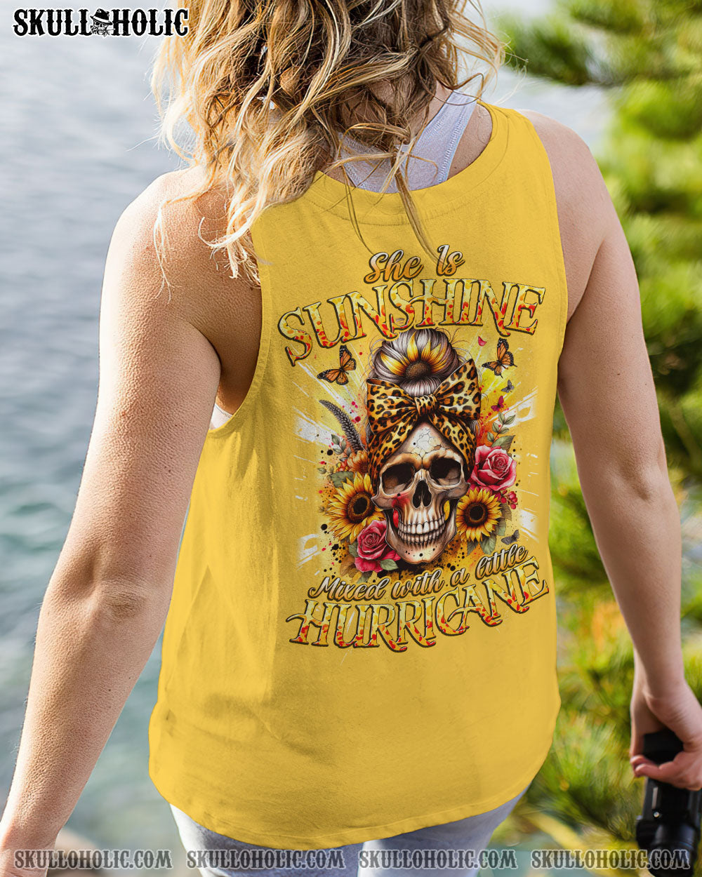 BLISSCORNERS I'M BLUNT BECAUSE GOD ROLLED ME MESSY BUN SUNFLOWER TIE DYE ALL OVER PRINT
